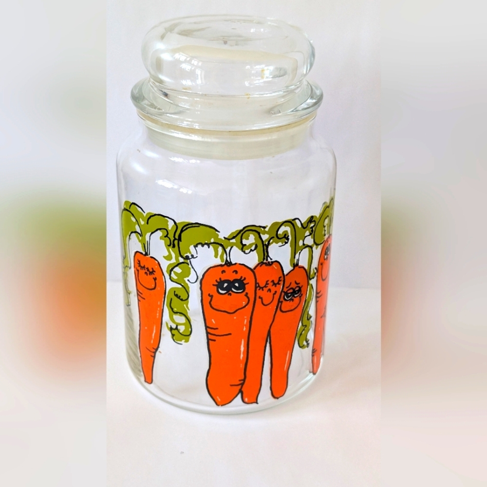 Vintage Hildi Carrot Glass Canister Jar 197Os